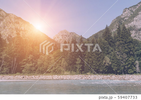 Panorama view of river scene in mountains of 59407733