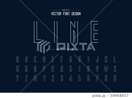 Line font and alphabet vector, Tall typeface letter and number design, Graphic text on background Line font and alphabet vector, Tall typeface letter and number design, Graphic text on background 59408057
