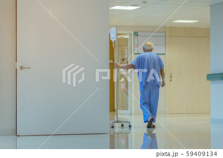 Male urinary tract patients walking for exercise and rest in the hospital Male urinary tract patients walking for exercise and rest in the hospital 59409134