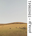 landscape in field with copy space. deer in a hill. Minimal view scenic with animal and mountain. vertical backgrounds. 59409641