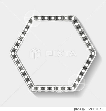 Hexagonal Frame with Silver Lights Bulbs Vector Hexagonal Frame with Silver Lights Bulbs Vector 59410349