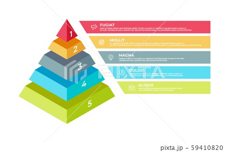 Step 3D infographic. Isometric pyramid business presentation template, step structure. Vector 59410820