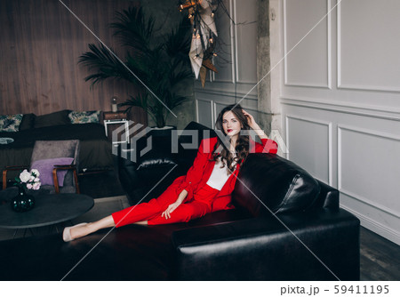 woman in red elegant suit woman in red elegant suit 59411195