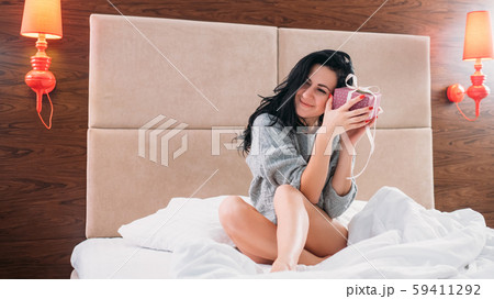 romantic birthday surprise woman bed present romantic birthday surprise woman bed present 59411292