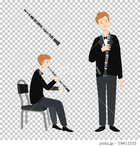 クラリネットを持った男性のベクターイラストのイラスト素材