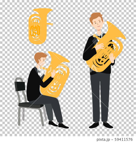 チューバを持った男性のベクターイラストのイラスト素材