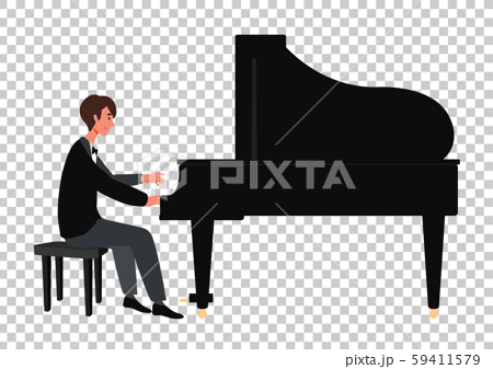 ピアノを弾く男性のベクターイラストのイラスト素材