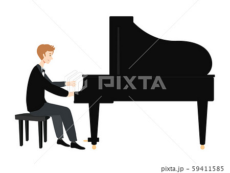 ピアノを弾く男性のベクターイラストのイラスト素材
