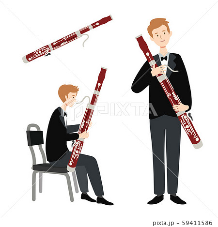 ファゴットを持った男性のベクターイラストのイラスト素材