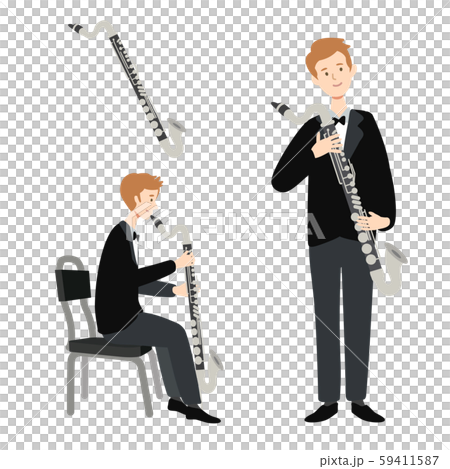Vector illustration of a man holding a bass clarinet 59411587