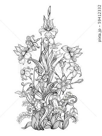 A bouquet of spring flowers. Element for design. 59412332