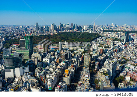 渋谷から代々木公園、国立代々木競技場を望む＜2019年11月＞ 59413009