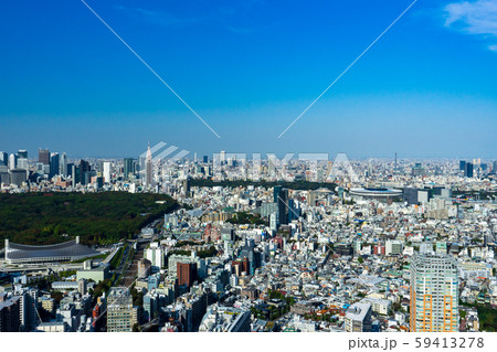 渋谷から国立代々木競技場、新国立競技場を望む＜２０１９年１１月＞ 59413278