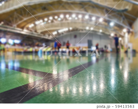 Black corner lines on green floor of inside court. Black corner lines on green floor of inside court. 59413563