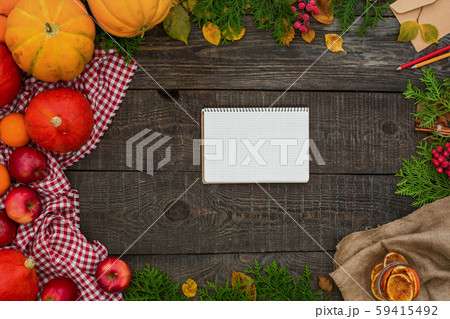 Halloween celebration holiday wooden table top view 59415492