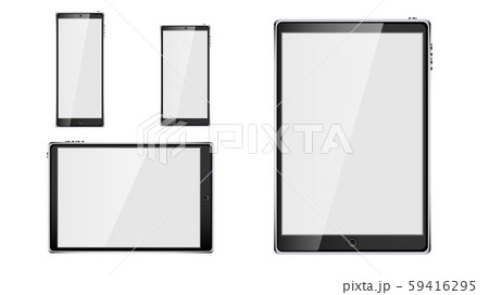 Set of black realistic tablet computer mobile smart smart mobile phone, smartphone with glossy blank Set of black realistic tablet computer mobile smart smart mobile phone, smartphone with glossy blank 59416295