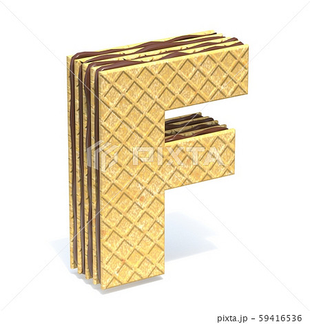 Waffles font with chocolate cream filling Letter F 59416536