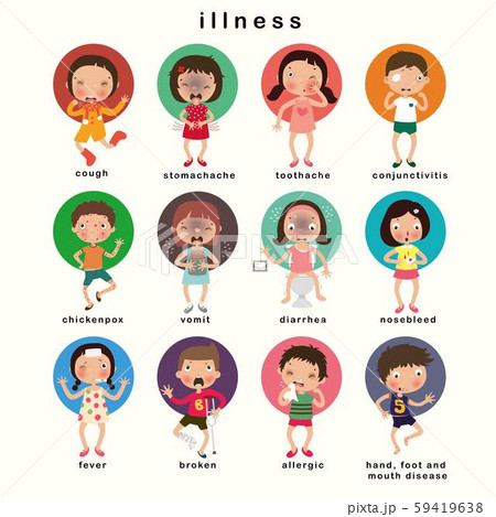 Childhood illnesses set, vector illustration Childhood illnesses set, vector illustration 59419638