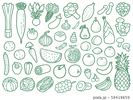 手描き線画　野菜&果物 59419659
