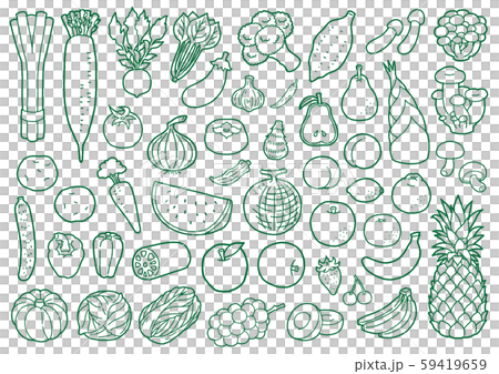 手描き線画　野菜&果物 59419659