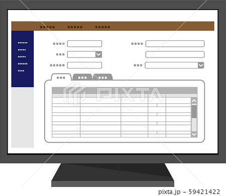 デスクトップパソコンのデータ入力画面のイラスト素材 59421422 Pixta