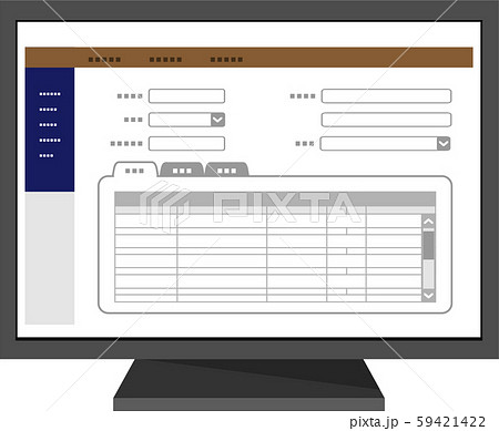 デスクトップパソコンのデータ入力画面のイラスト素材