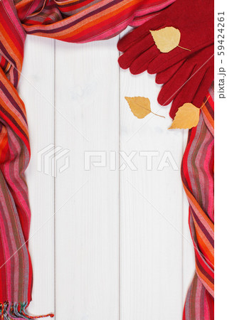 Frame of gloves and shawl for woman 59424261