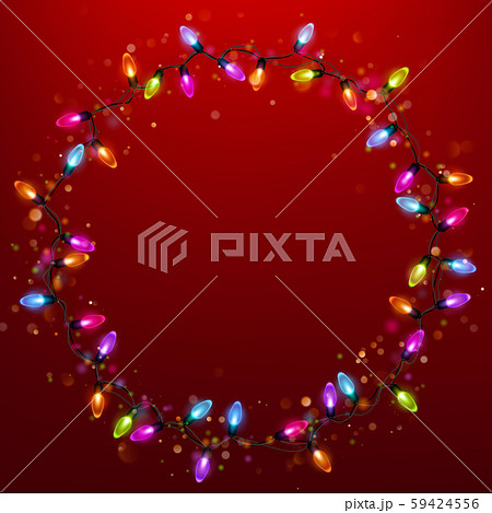 Light garland ring template on red background. EPS 10 Light garland ring template on red background. EPS 10 59424556