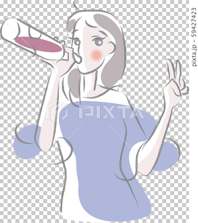 お酒をラッパ飲みする女性 59427423