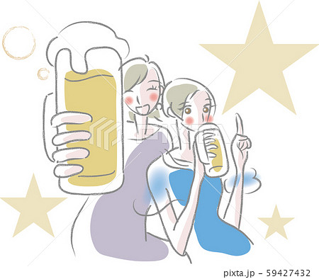 ビールで盛り上がる女性 59427432