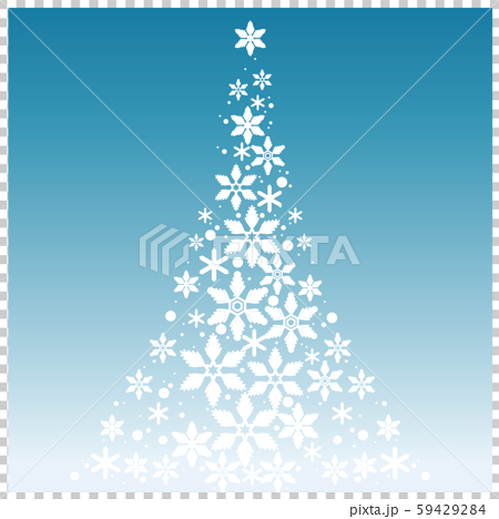 クリスマスツリー 雪の結晶のイラスト素材