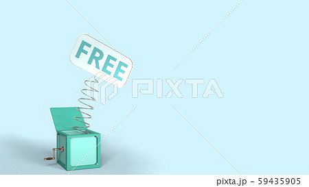 Jack-in-the-box with FREE text on the popping plate. 3D rendering Jack-in-the-box with FREE text on the popping plate. 3D rendering 59435905