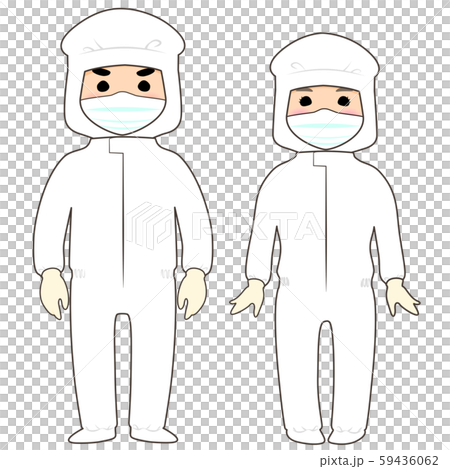 潔淨室工作人員穿著防護無塵服 潔淨室工作人員穿著防護無塵服 59436062