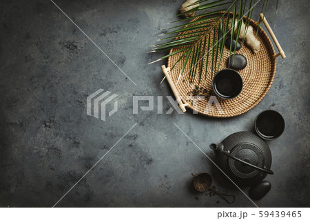 Traditional Asian tea ceremony arrangement, flat lay Traditional Asian tea ceremony arrangement, flat lay 59439465