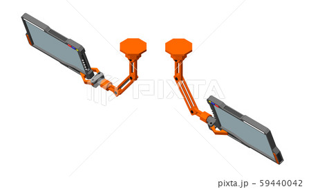Robotic arm with futuristic monitor. 3d Vector Robotic arm with futuristic monitor. 3d Vector 59440042