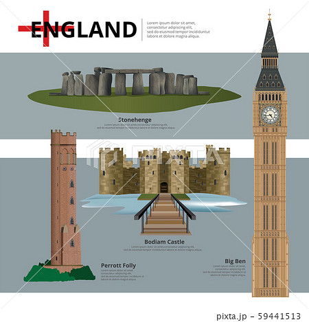 England Landmark and Travel Attractions Vector Illustration 59441513