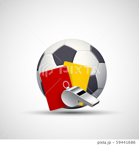 Soccer Ball Yellow And Red Cards And Referee のイラスト素材