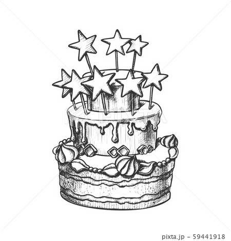 Birthday Cake Decorated With Stars Retro Vector Birthday Cake Decorated With Stars Retro Vector 59441918
