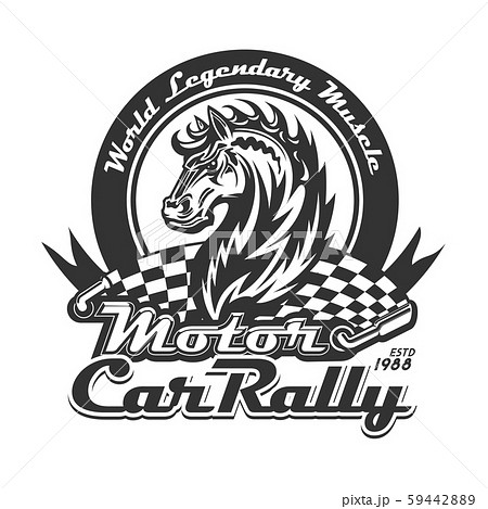 Horse and racing flag t-shirt print. Motor sport 59442889
