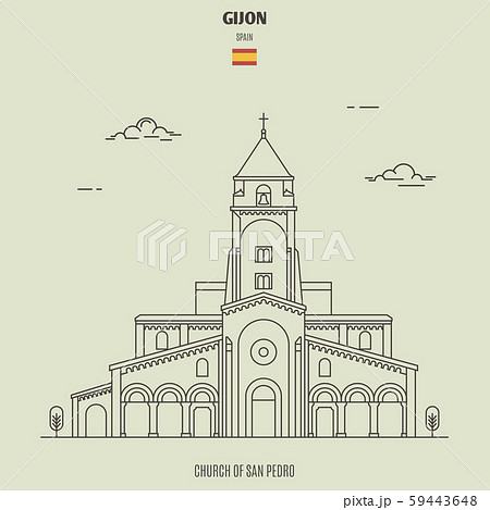 Church of San Pedro in Gijon, Spain. Landmark icon 59443648