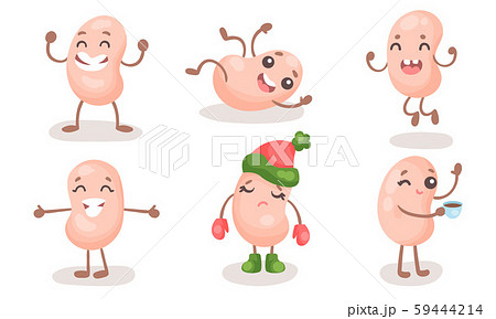 Soy Beans Vector Set. Cartoon Funny Bean Characters Soy Beans Vector Set. Cartoon Funny Bean Characters 59444214