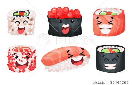 Sushi and Sashimi Vector Set. Traditional Japanese Food Collection Sushi and Sashimi Vector Set. Traditional Japanese Food Collection 59444262