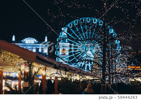 Christmas zone on Kontraktova Square with a Ferris wheel Christmas zone on Kontraktova Square with a Ferris wheel 59444263