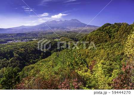 （長野県）秋の九蔵峠から望む、冠雪した御嶽山 59444270
