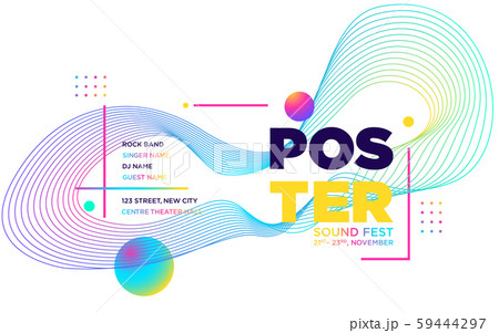 Electronic Music Covers for Night Party or Club Party Flyer. Colorful Waves Gradient Background. Template for DJ Poster, Web Banner, Pop-Up. Geometric template vector design. Electronic Music Covers for Night Party or Club Party Flyer. Colorful Waves Gradient Background. Template for DJ Poster, Web Banner, Pop-Up. Geometric template vector design. 59444297