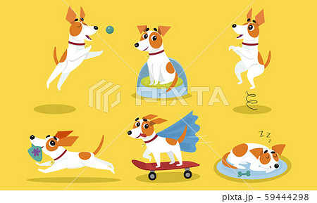 Cartoon Dog Character with Proper Behaviour Vector Set Cartoon Dog Character with Proper Behaviour Vector Set 59444298