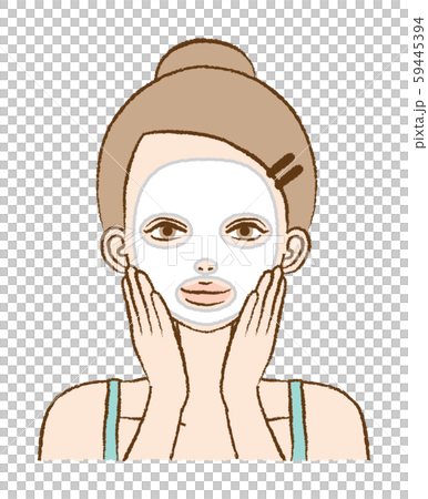フェイスパック 女性 顔パック イラストのイラスト素材