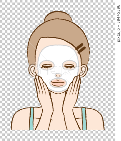 フェイスパック　女性　顔パック　イラスト 59445396
