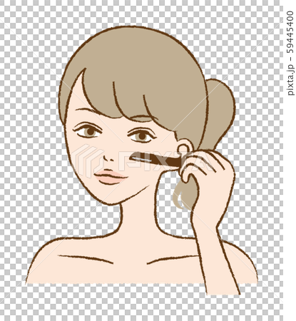 女性　産毛　顔　ムダ毛　処理　イラスト　カミソリ 59445400