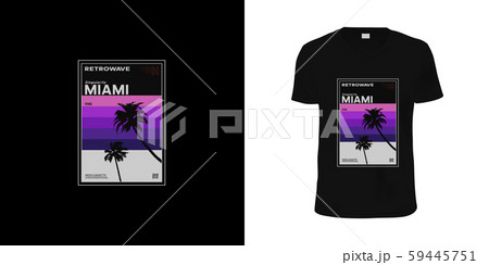 Retrowave Miami VHS cassette. Stylish t-shirt and apparel retro design like VHS cassette with palm 59445751